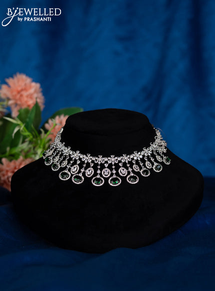 Zircon choker with emerald and cz stones