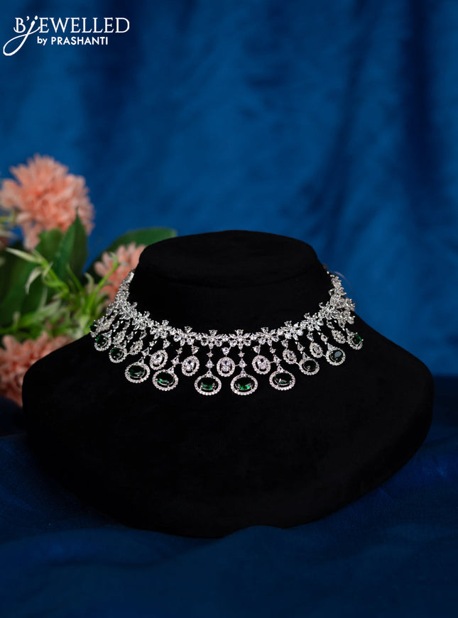 Zircon choker with emerald and cz stones