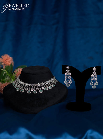 Zircon choker with mint green and cz stones