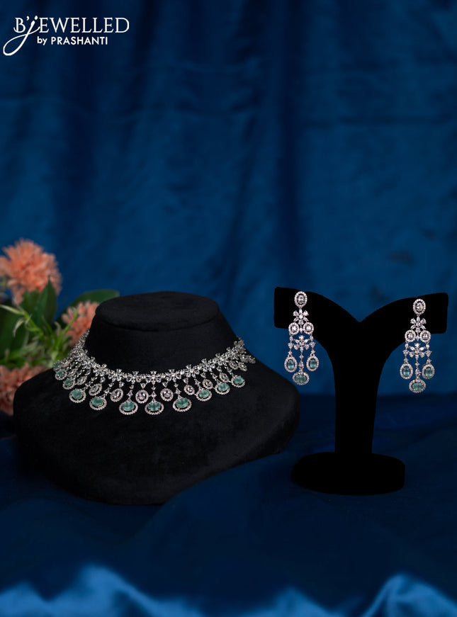Zircon choker with mint green and cz stones