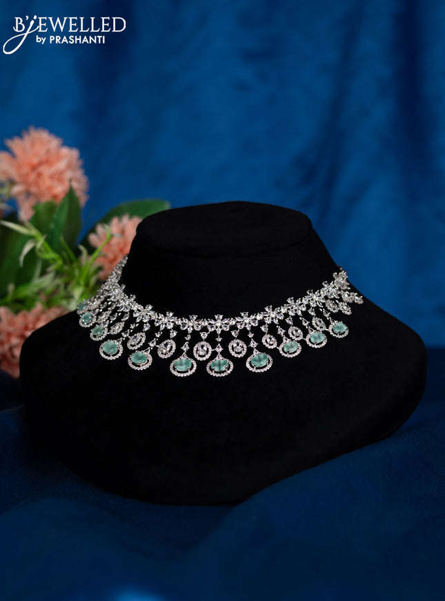 Zircon choker with mint green and cz stones