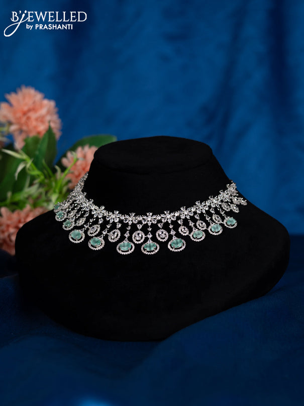 Zircon choker with mint green and cz stones