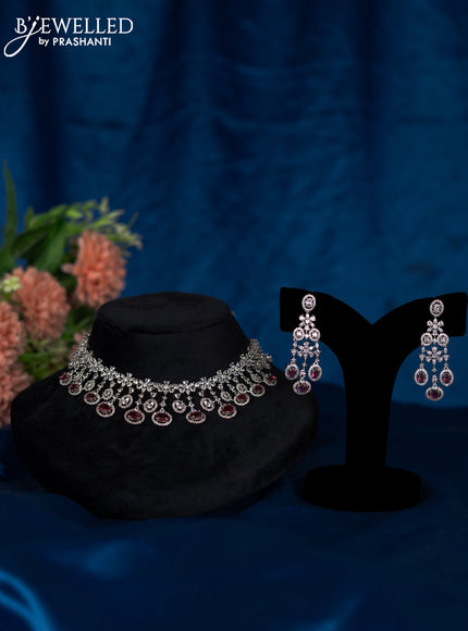 Zircon choker with ruby and cz stones