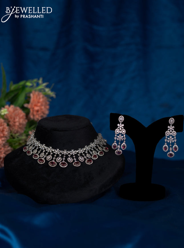 Zircon choker with ruby and cz stones