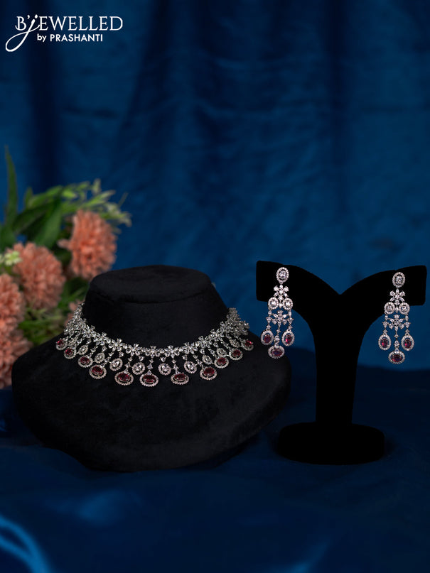 Zircon choker with ruby and cz stones