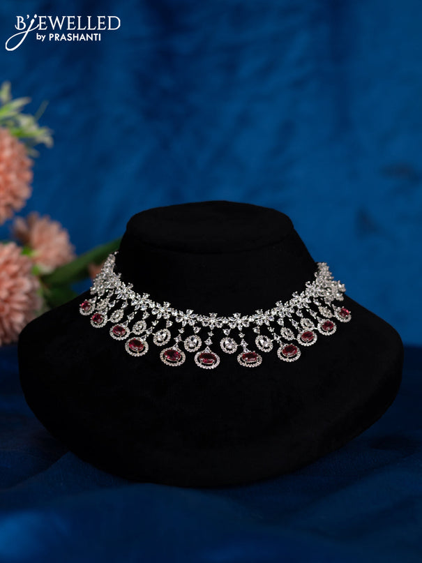 Zircon choker with ruby and cz stones