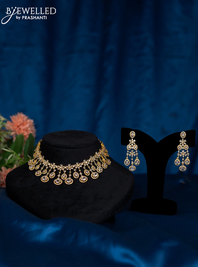 Zircon choker with cz stones in gold finish