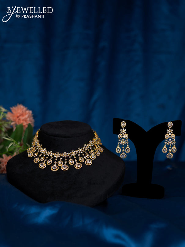 Zircon choker with cz stones in gold finish
