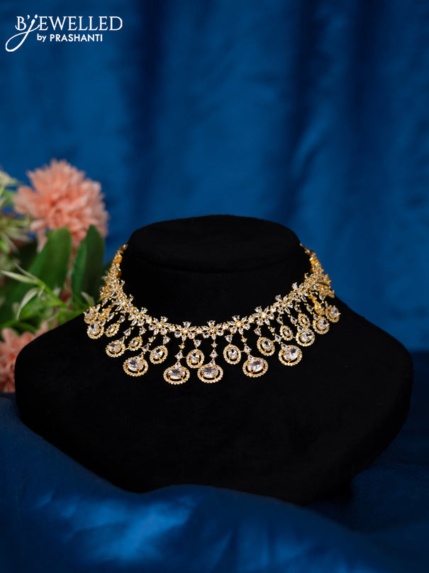 Zircon choker with cz stones in gold finish