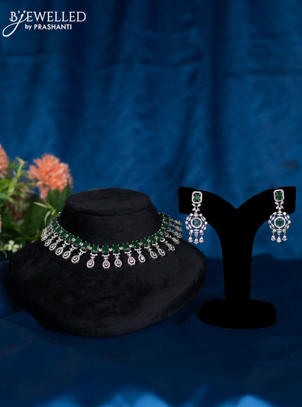 Zircon choker with emerald and cz stones
