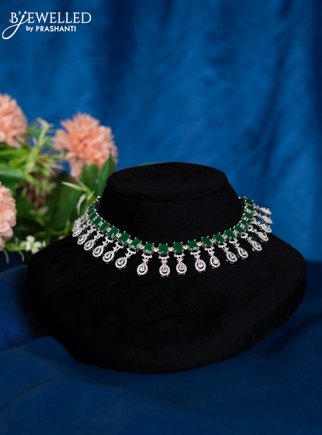 Zircon choker with emerald and cz stones