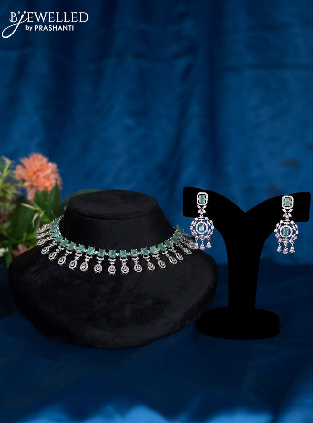 Zircon choker with mint green and cz stones