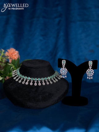 Zircon choker with mint green and cz stones