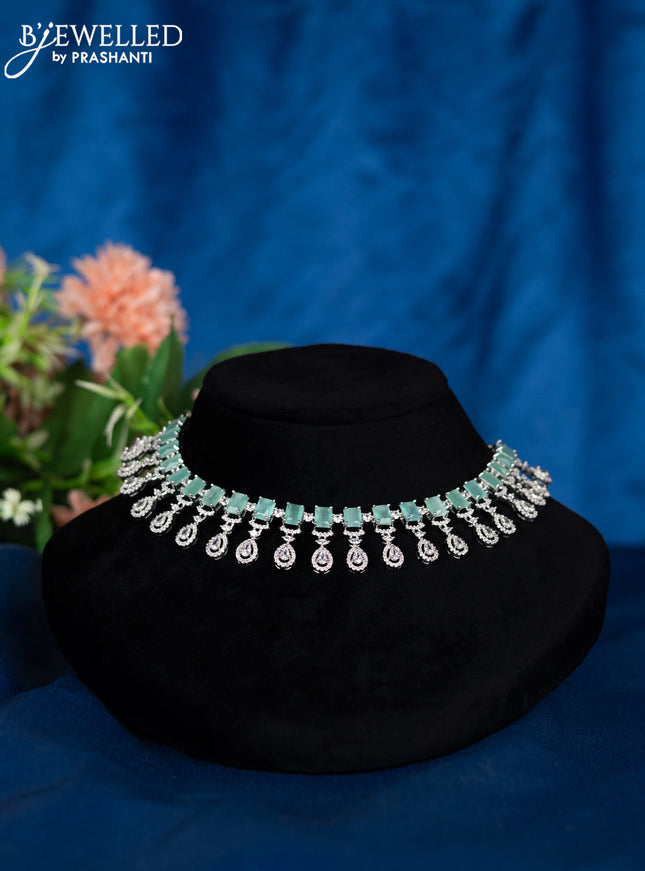 Zircon choker with mint green and cz stones