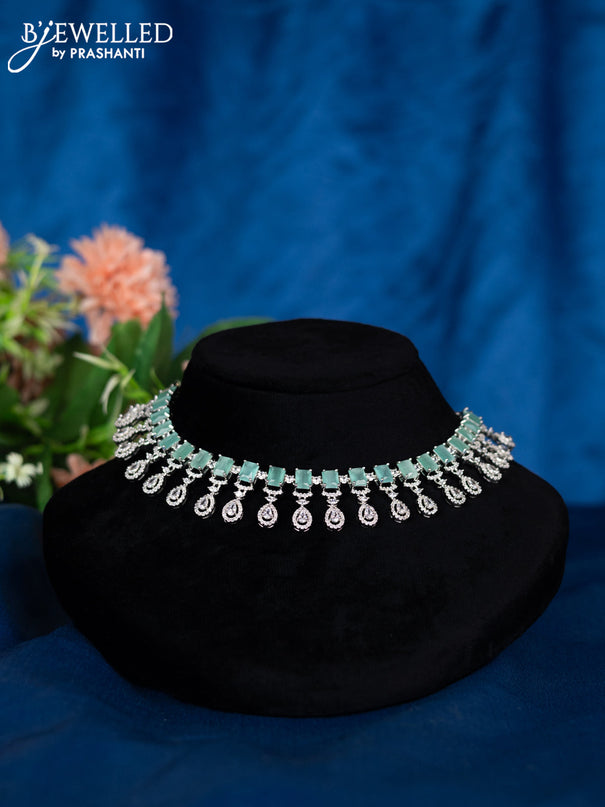 Zircon choker with mint green and cz stones