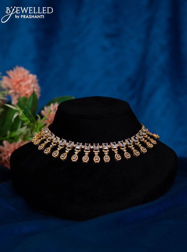 Zircon choker with cz stones in gold finish