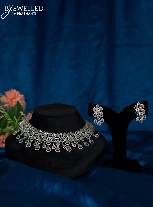 Zircon choker with mint green and cz stones