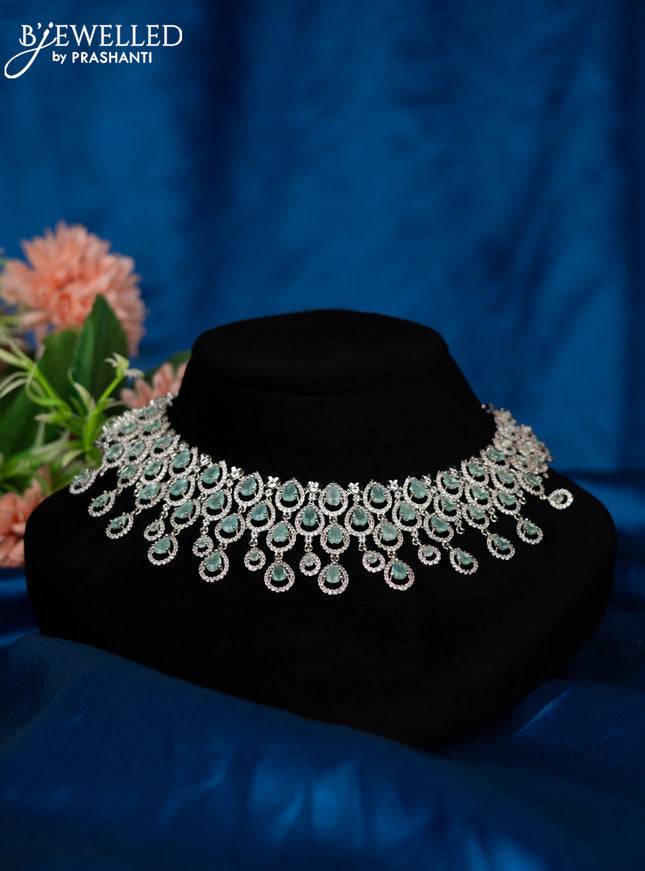 Zircon choker with mint green and cz stones