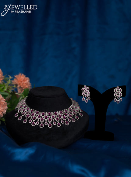 Zircon choker with ruby and cz stones