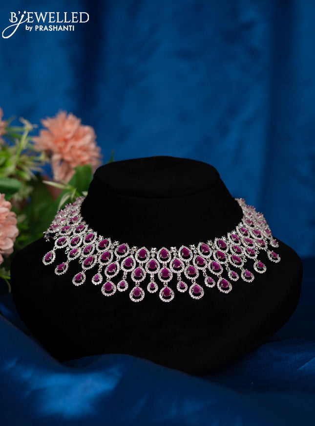Zircon choker with ruby and cz stones