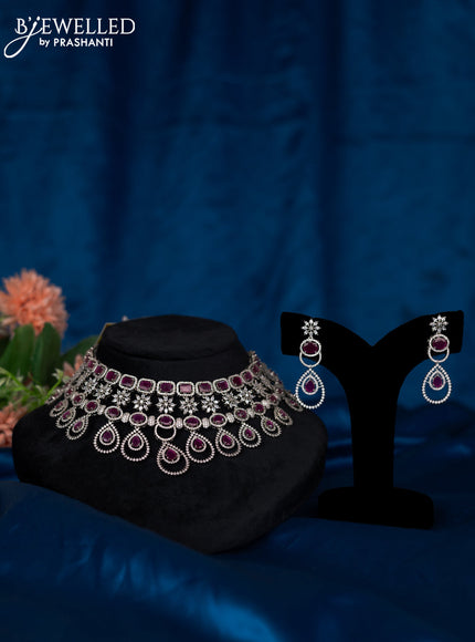 Zircon choker with ruby and cz stones