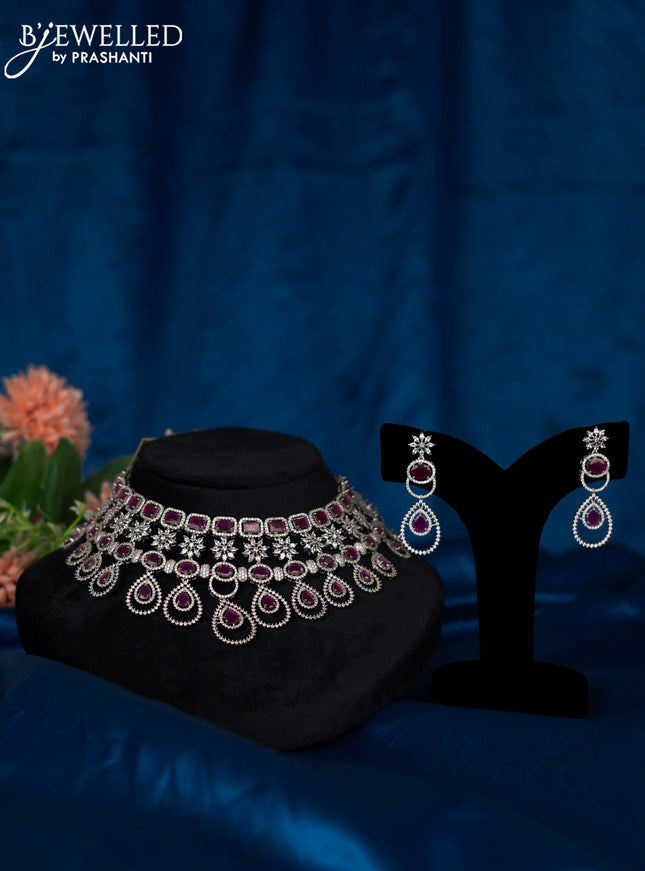 Zircon choker with ruby and cz stones