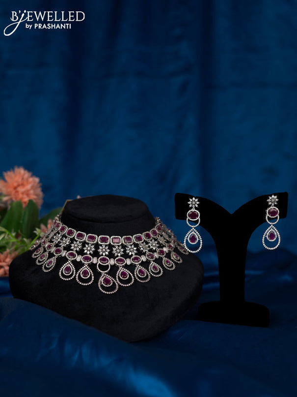 Zircon choker with ruby and cz stones