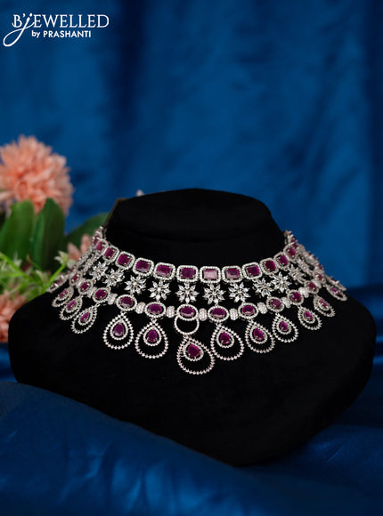 Zircon choker with ruby and cz stones