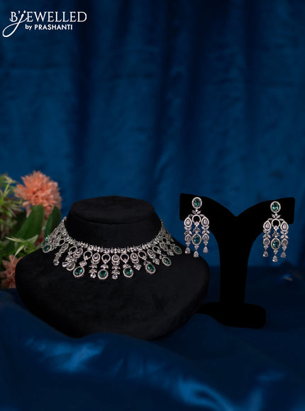 Zircon choker with mint green and cz stones