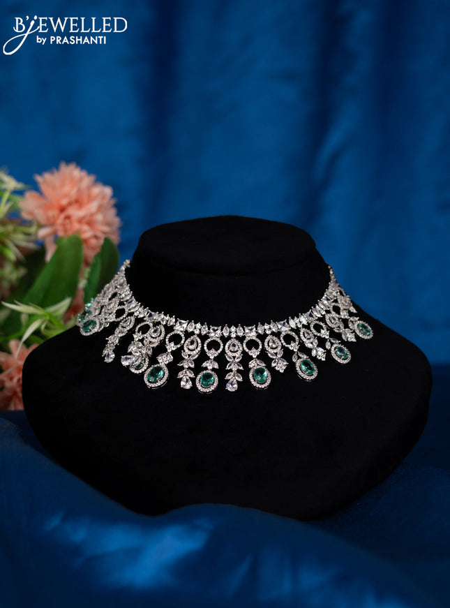 Zircon choker with mint green and cz stones
