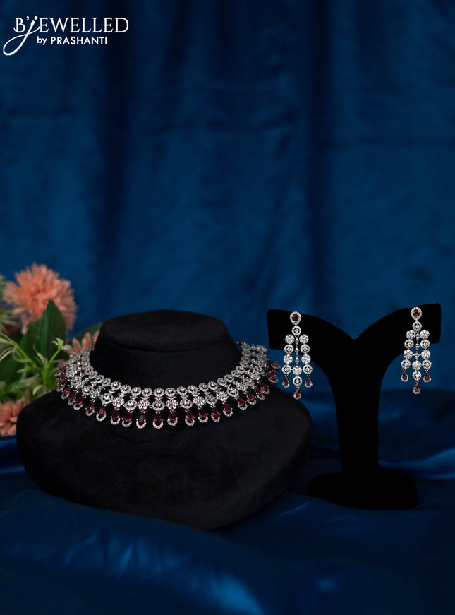 Zircon choker with ruby and cz stones