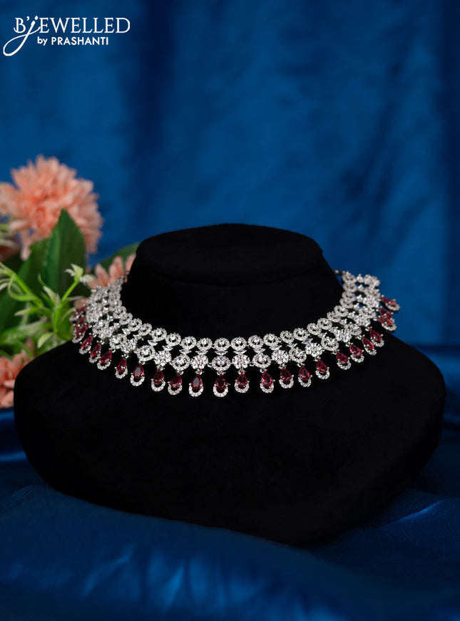 Zircon choker with ruby and cz stones