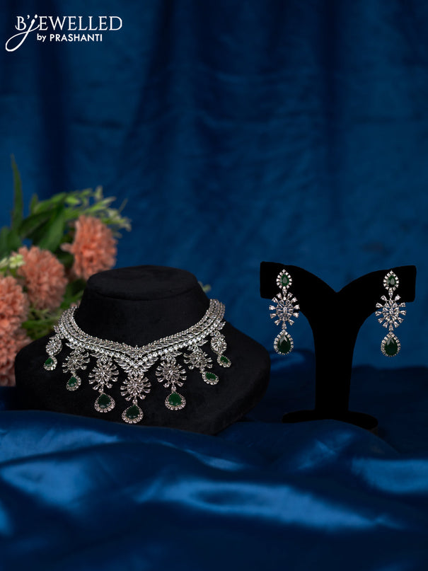 Zircon choker with emerald and cz stones