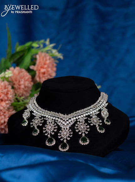 Zircon choker with emerald and cz stones
