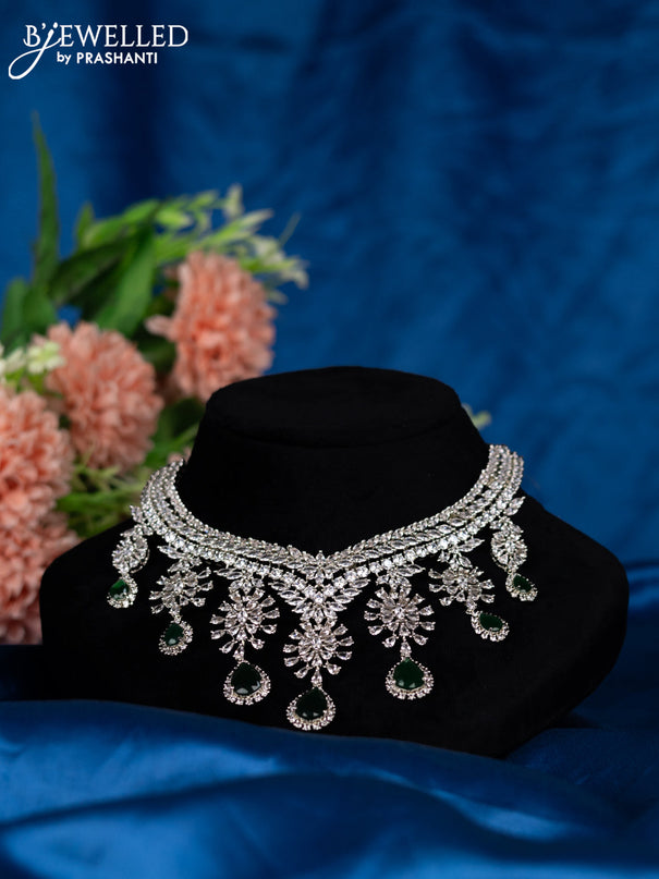 Zircon choker with emerald and cz stones