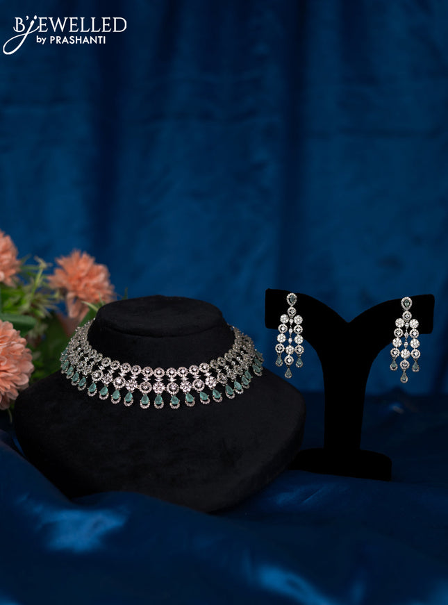 Zircon choker with mint green and cz stones