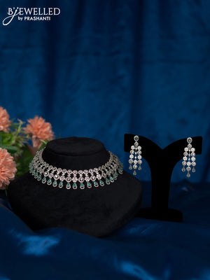 Zircon choker with mint green and cz stones