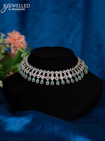 Zircon choker with mint green and cz stones