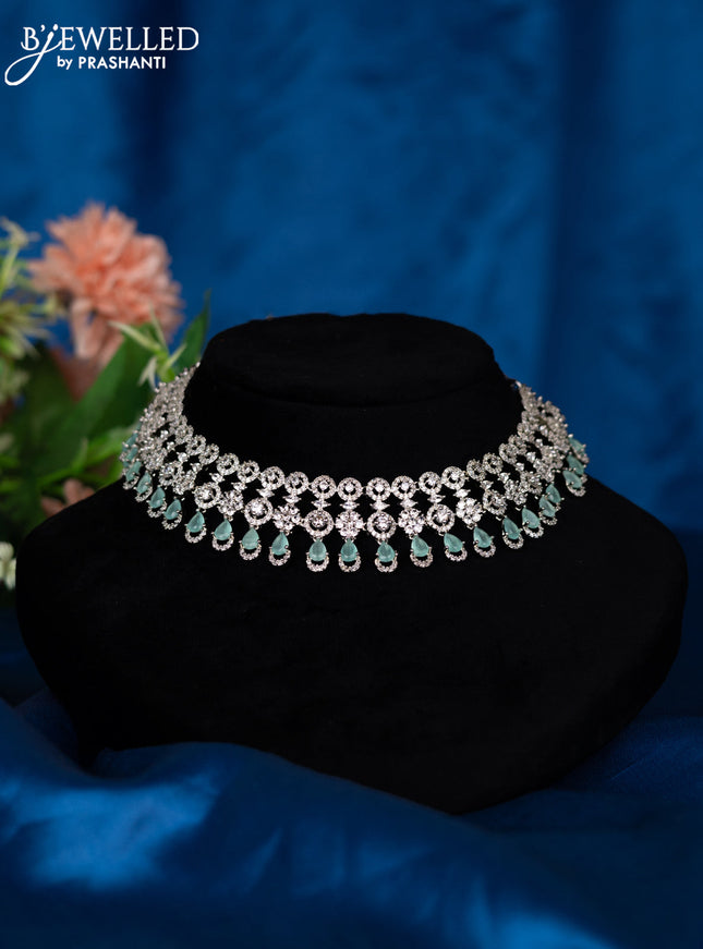 Zircon choker with mint green and cz stones