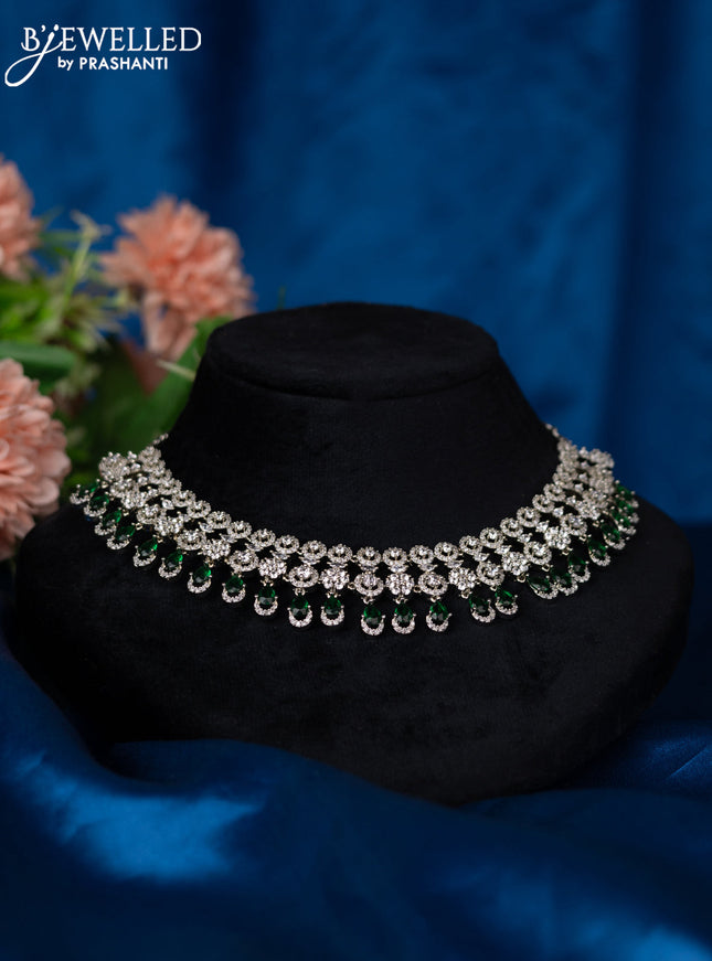 Zircon choker with emerald and cz stones