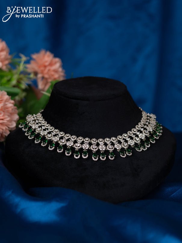 Zircon choker with emerald and cz stones