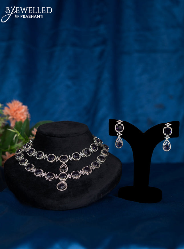 Zircon double layer choker with violet and cz stones