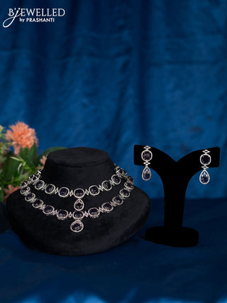 Zircon double layer choker with violet and cz stones