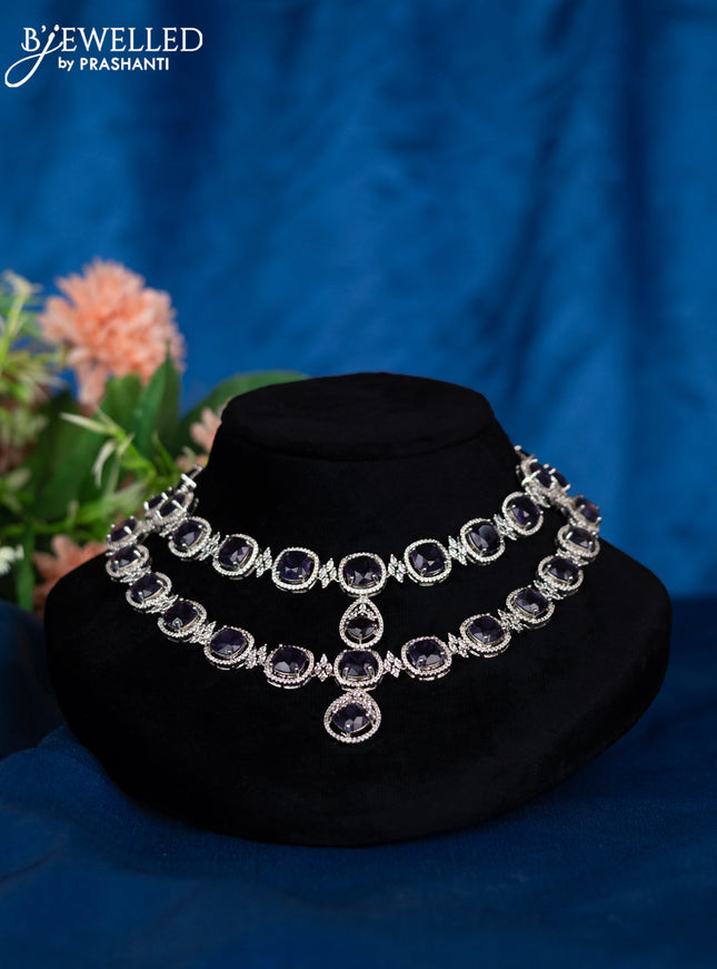 Zircon double layer choker with violet and cz stones