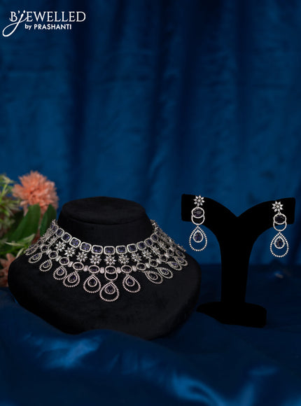 Zircon choker with violet and cz stones