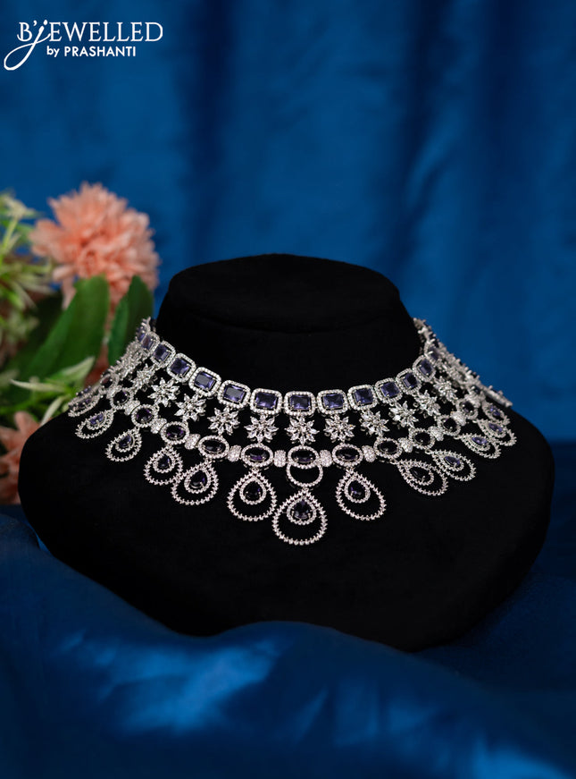 Zircon choker with violet and cz stones