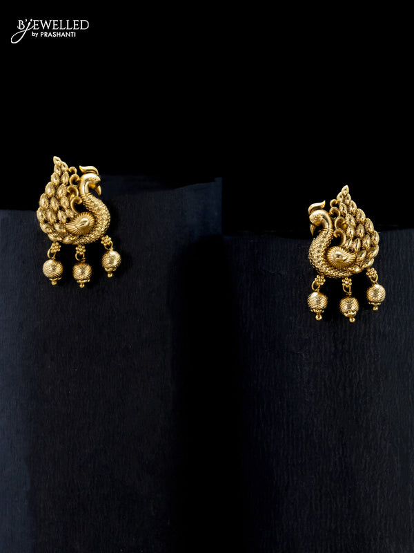 Antique earrings peacock design with golden beads hangings