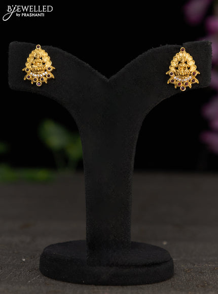 Antique pendant set lakshmi design with pink kemp stones