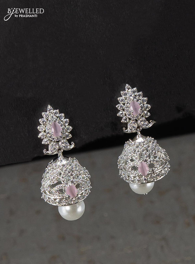 Zircon choker ruby and cz stones with pearl hangings - {{ collection.title }} by Prashanti Sarees