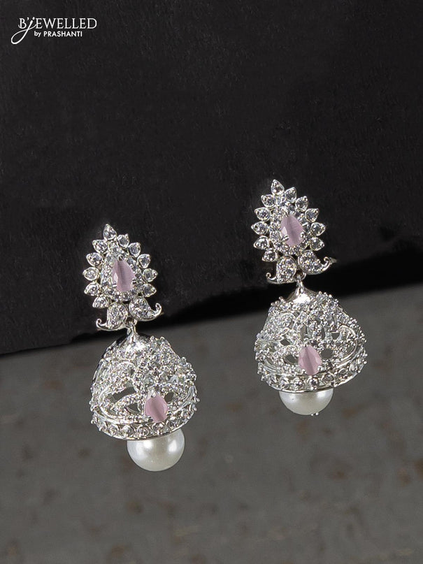 Zircon choker ruby and cz stones with pearl hangings - {{ collection.title }} by Prashanti Sarees